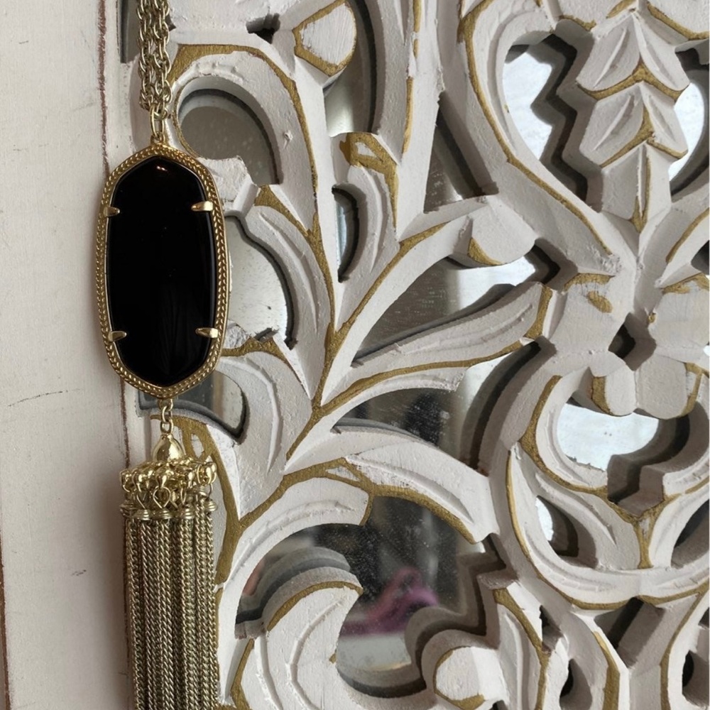Rayne Long Pendant Necklace In Black Opaque